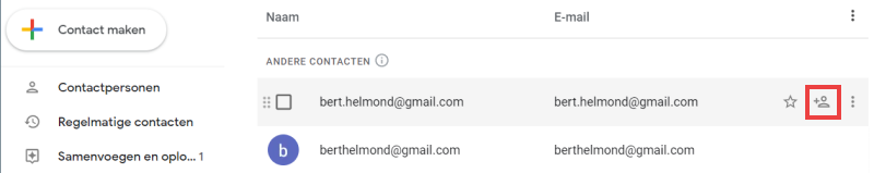 Gmailcontact toevoegen in Google Contacten
